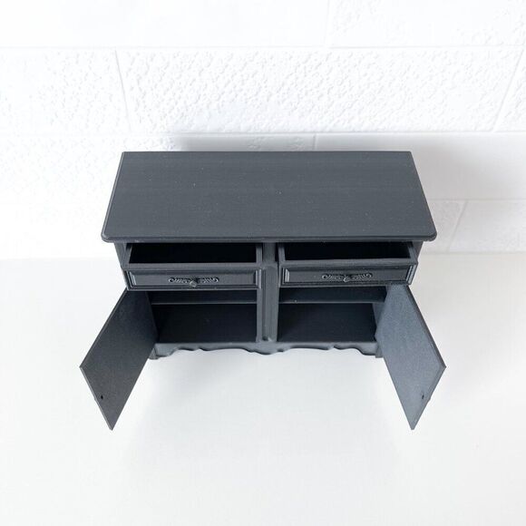 Barbie Miniature Dollhouse Black French Cabinet Sideboard 1:6 Scale 3D Printed - Picture 3 of 5